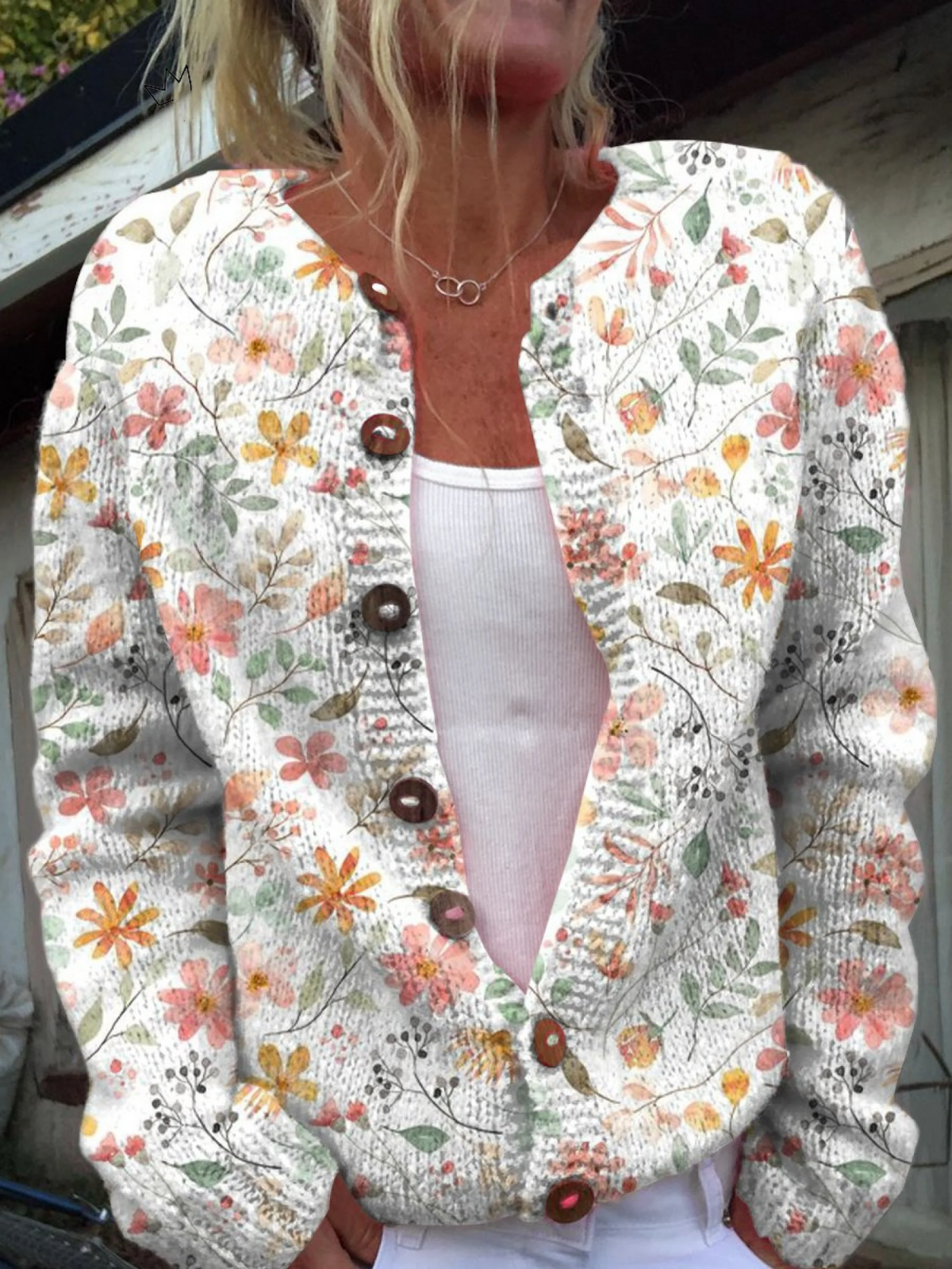 Greta™ | Suéter cárdigan de punto con estampado floral vintage