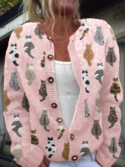 Charlotte™ | Cárdigan acogedor con estampado de gatos