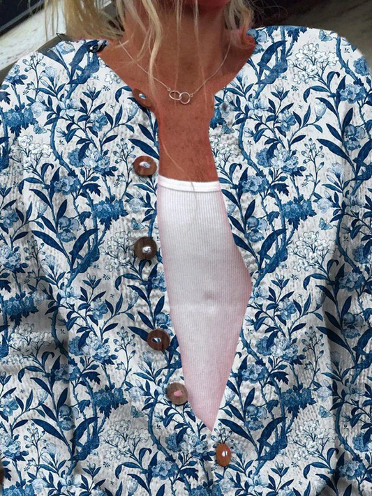 Tiverly™ | Cárdigan vintage floral con botones delanteros