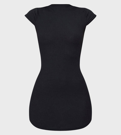 Vestido Negro Canalé Ajustado "Sculpt"