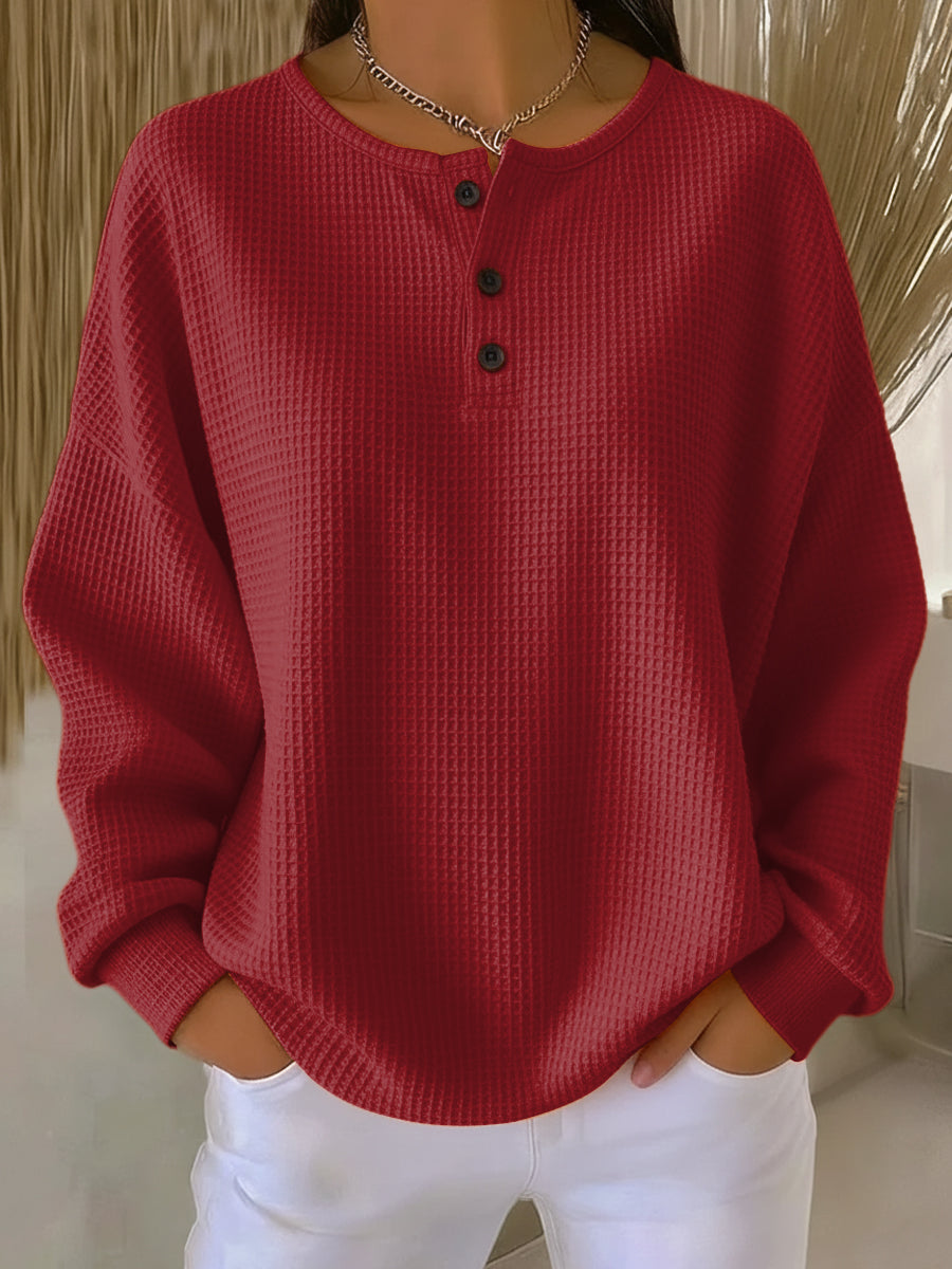 Mirabel™ | Sudadera Henley acogedora de textura gofre