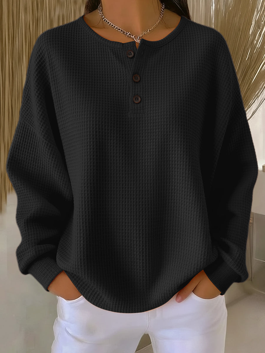Mirabel™ | Sudadera Henley acogedora de textura gofre