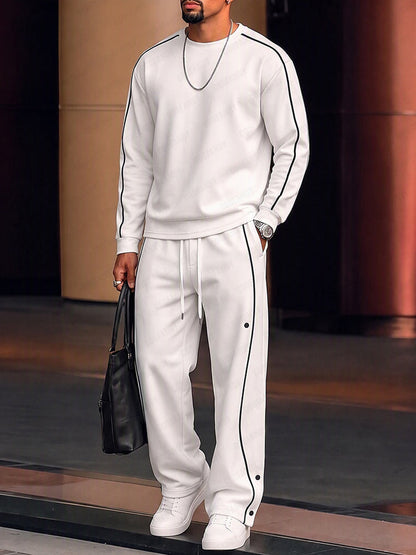 Conjunto casual de sudadera y pantalón con ribetes en contraste