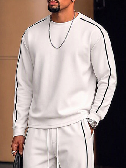 Conjunto casual de sudadera y pantalón con ribetes en contraste
