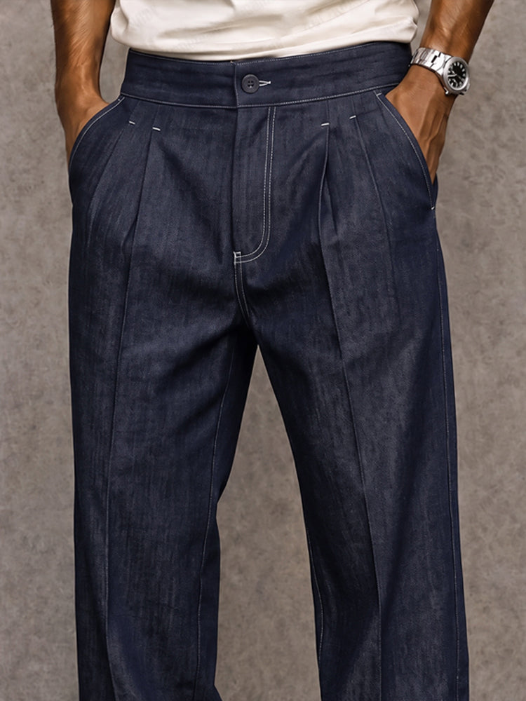 Pantalones casuales de pierna recta de imitación de mezclilla