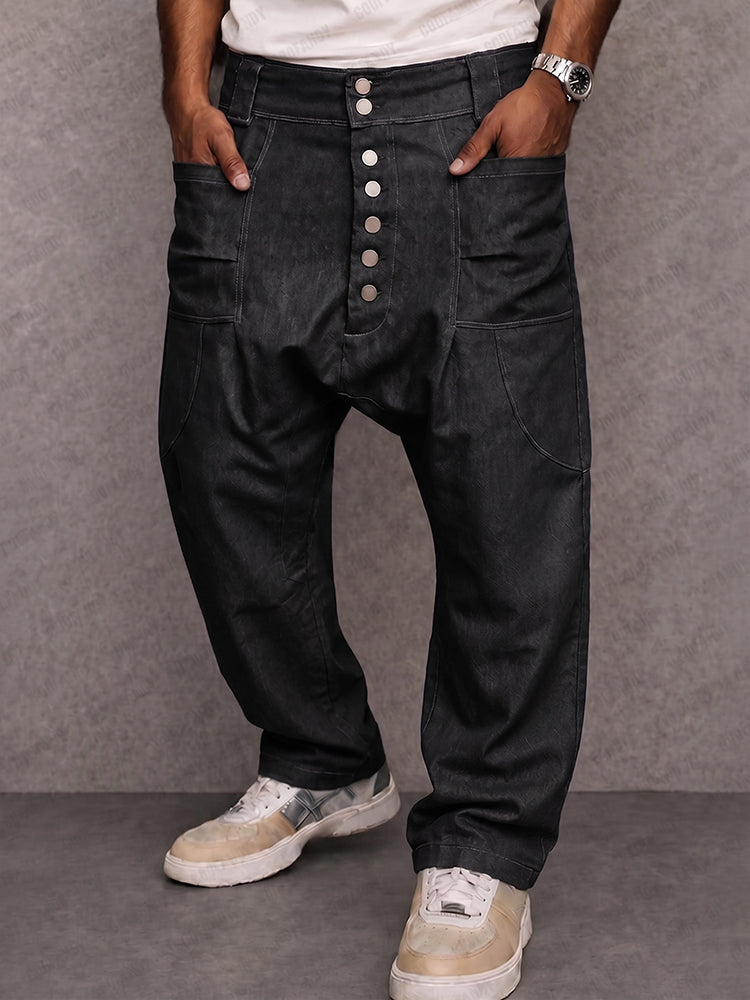 Pantalones casuales urbanos de 100 % algodón con tiro caído
