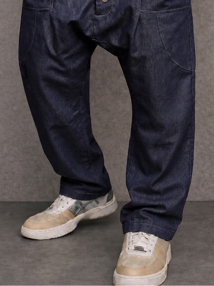 Pantalones casuales urbanos de 100 % algodón con tiro caído