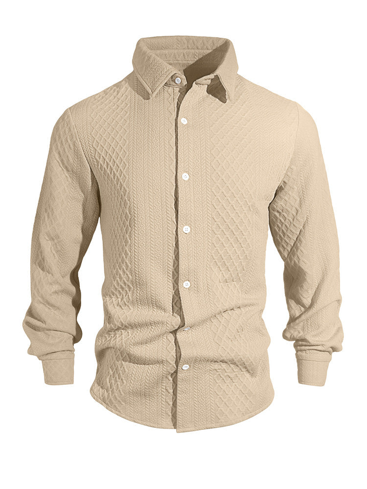 Camisa de manga larga con botones y jacquard gofrado