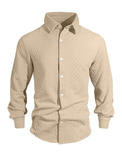 Camisa de manga larga con botones y jacquard gofrado