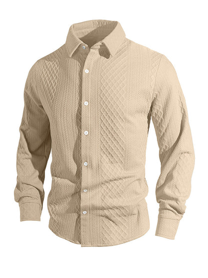 Camisa de manga larga con botones y jacquard gofrado