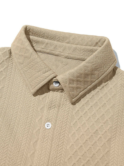Camisa de manga larga con botones y jacquard gofrado