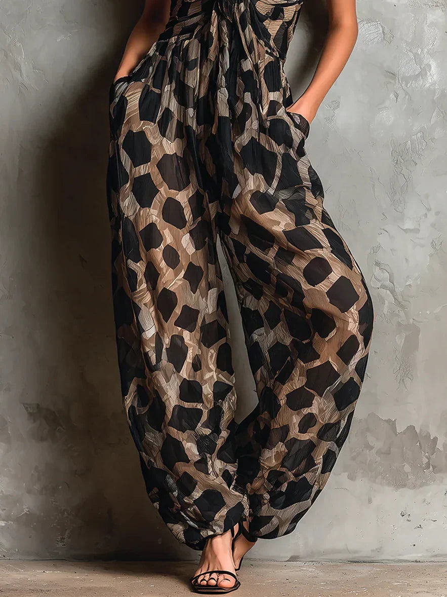Adriana | Tuta elegante con stampa animalier