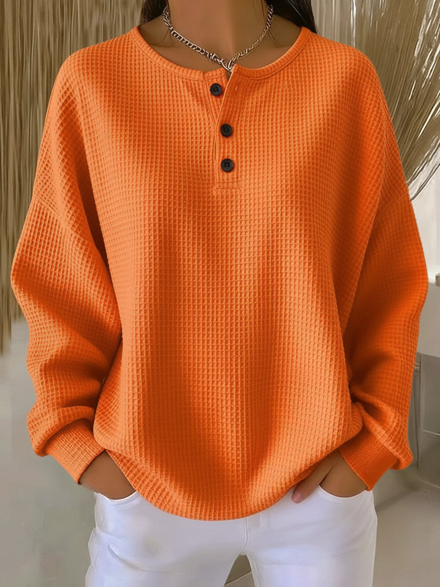 Mirabel™ | Sudadera Henley acogedora de textura gofre