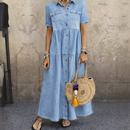 ELIZABETH | VESTIDO MIDI CON BOTONES FRONTALES
