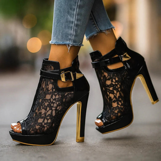 Botines "Valentina" de Encaje con Plataforma