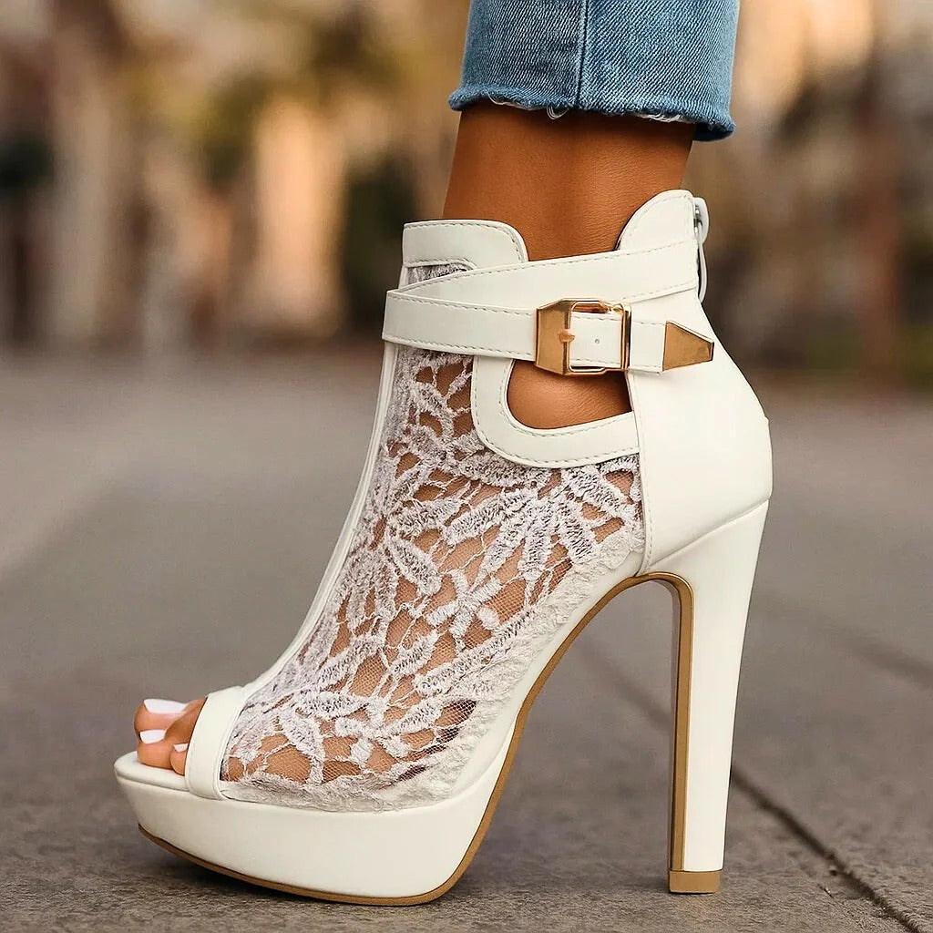 Botines "Valentina" de Encaje con Plataforma