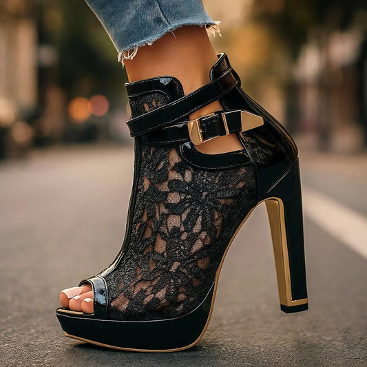 Botines "Valentina" de Encaje con Plataforma
